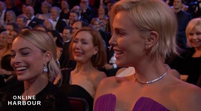 Margot Robbie and Charlize Theron reaction to jokes 2020